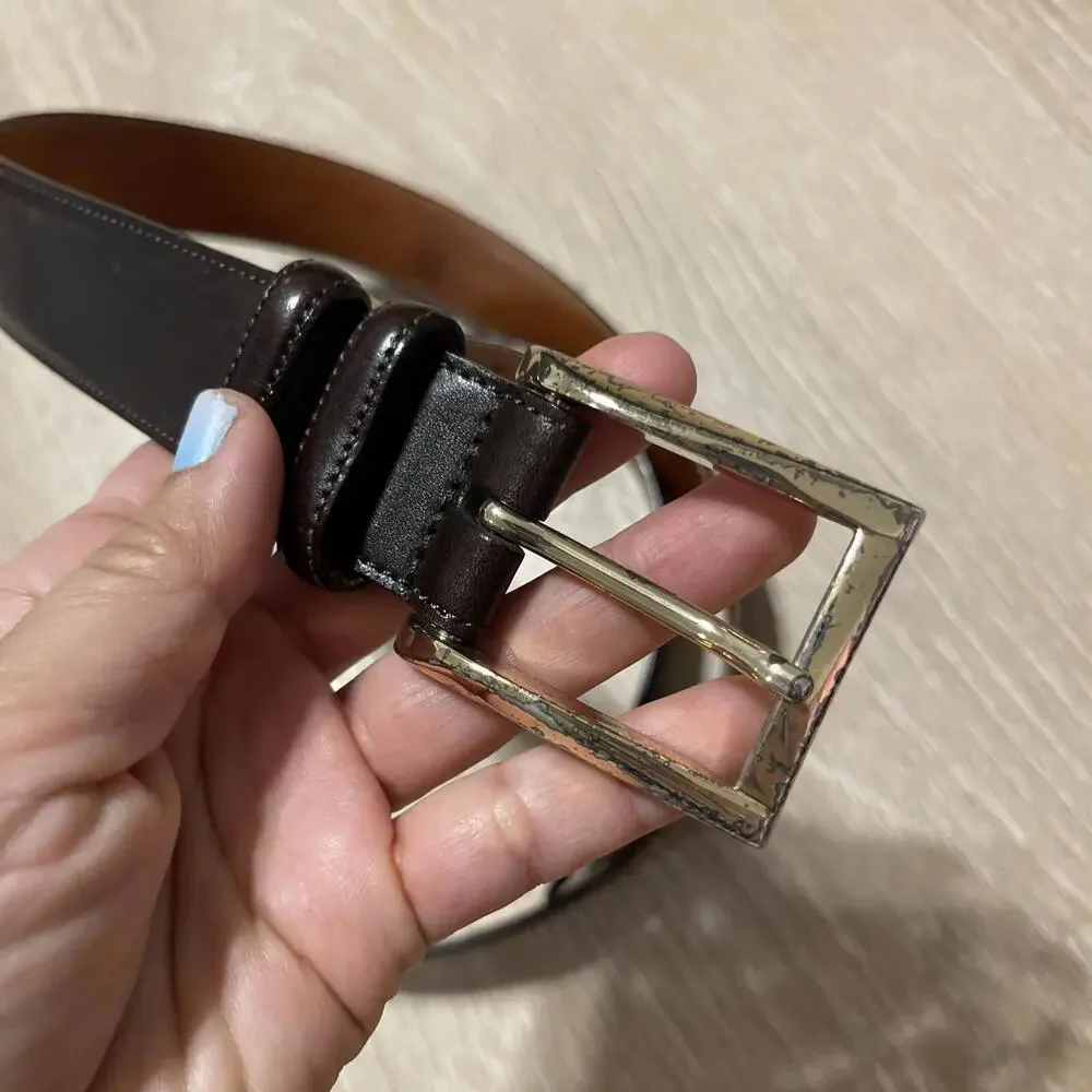 Trafalgar Cortina Brown Leather Dress Belt - Men's‎ Size 36/90 H08